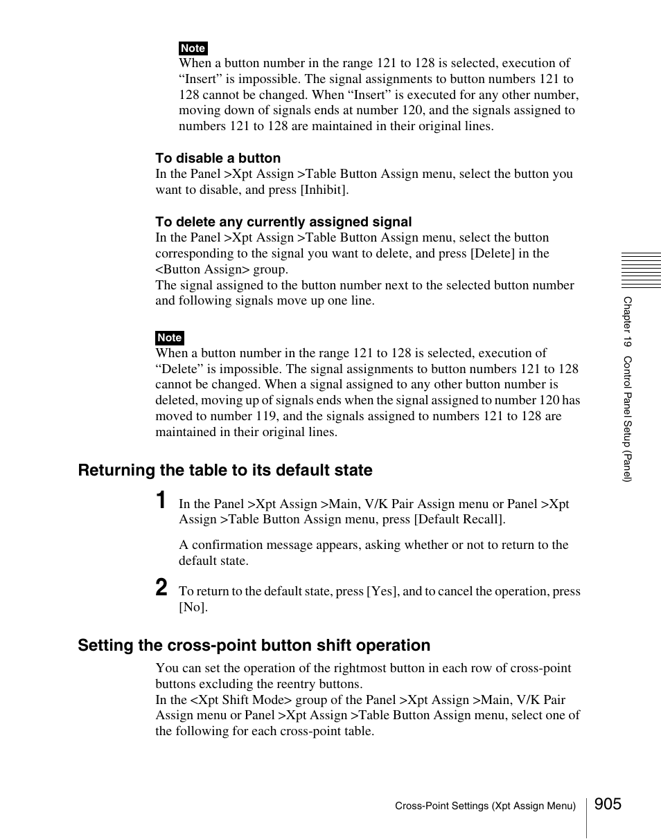 Returning the table to its default state, Setting the cross-point button shift operation | Sony Multi Interface Shoe Adapter User Manual | Page 905 / 1094