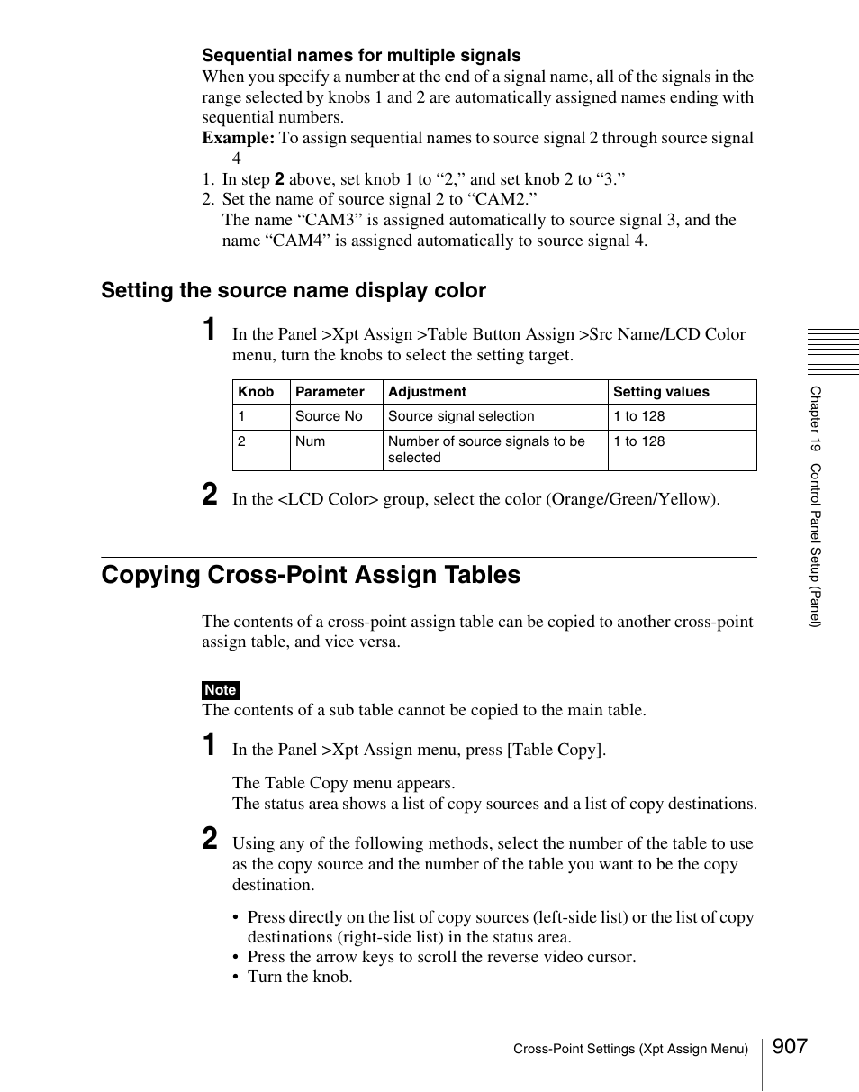 Copying cross-point assign tables, Setting the source name display color | Sony Multi Interface Shoe Adapter User Manual | Page 907 / 1094