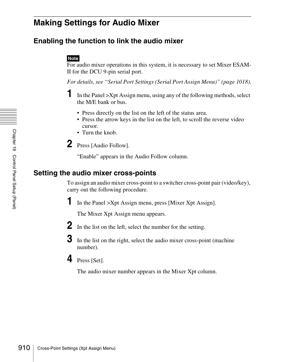 Making settings for audio mixer | Sony Multi Interface Shoe Adapter User Manual | Page 910 / 1094