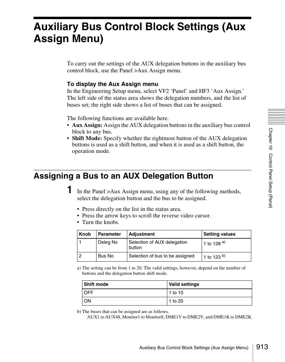 Assigning a bus to an aux delegation button | Sony Multi Interface Shoe Adapter User Manual | Page 913 / 1094