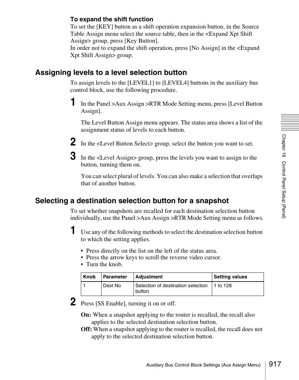 Assigning levels to a level selection button | Sony Multi Interface Shoe Adapter User Manual | Page 917 / 1094