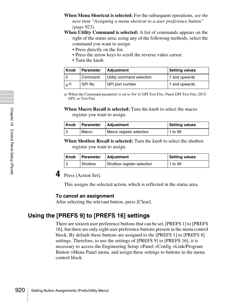 Using the [prefs 9] to [prefs 16] settings | Sony Multi Interface Shoe Adapter User Manual | Page 920 / 1094