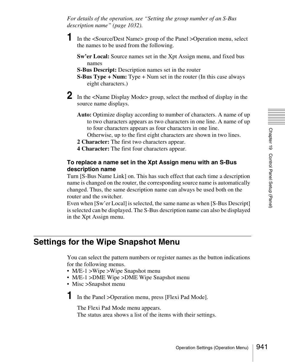 Settings for the wipe snapshot menu | Sony Multi Interface Shoe Adapter User Manual | Page 941 / 1094