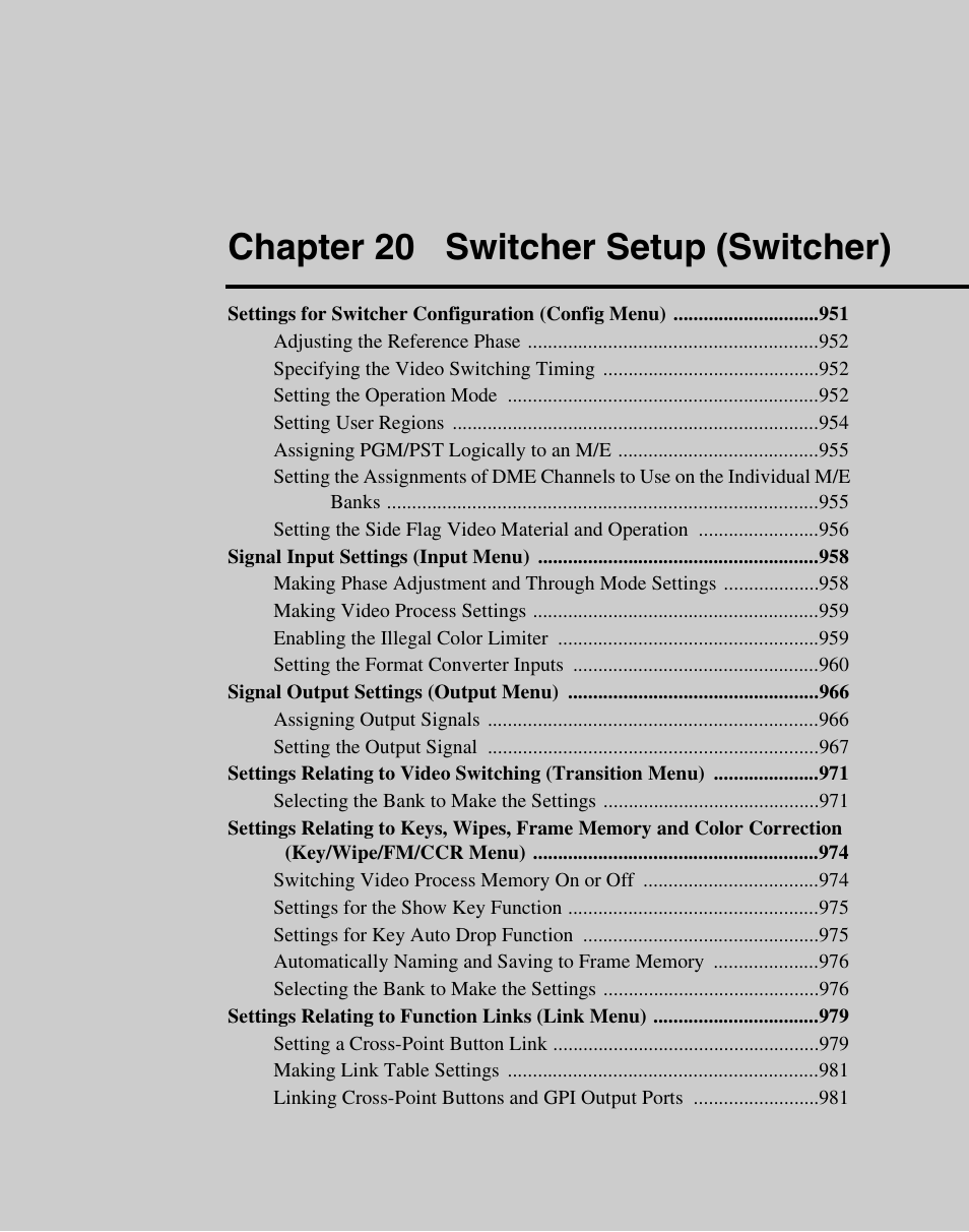 Chapter 20 switcher setup (switcher) | Sony Multi Interface Shoe Adapter User Manual | Page 949 / 1094