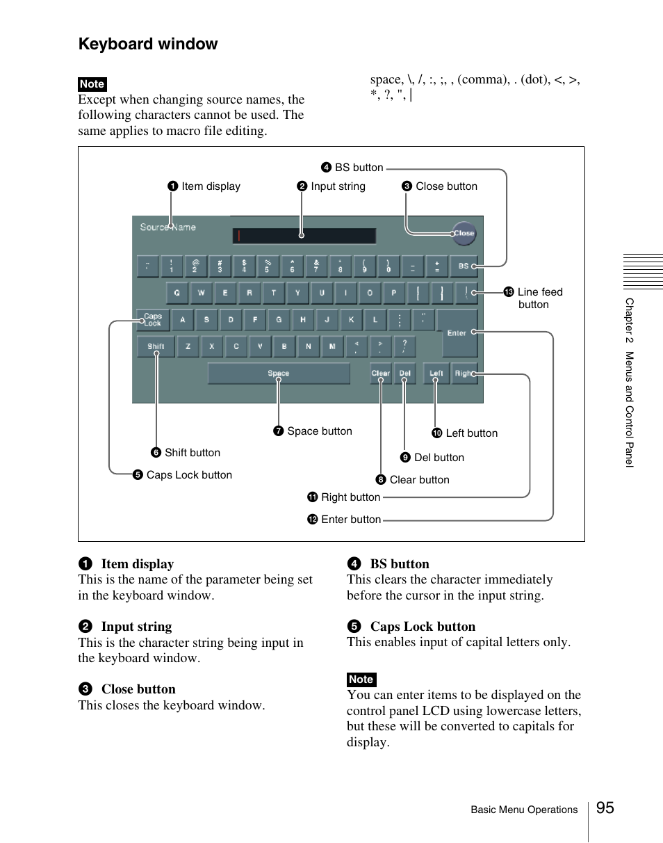 Keyboard window | Sony Multi Interface Shoe Adapter User Manual | Page 95 / 1094