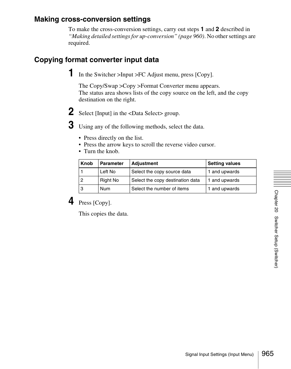 Making cross-conversion settings, Copying format converter input data | Sony Multi Interface Shoe Adapter User Manual | Page 965 / 1094