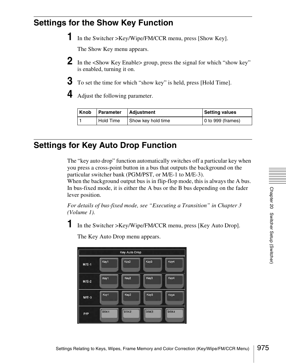 Settings for the show key function, Settings for key auto drop function | Sony Multi Interface Shoe Adapter User Manual | Page 975 / 1094