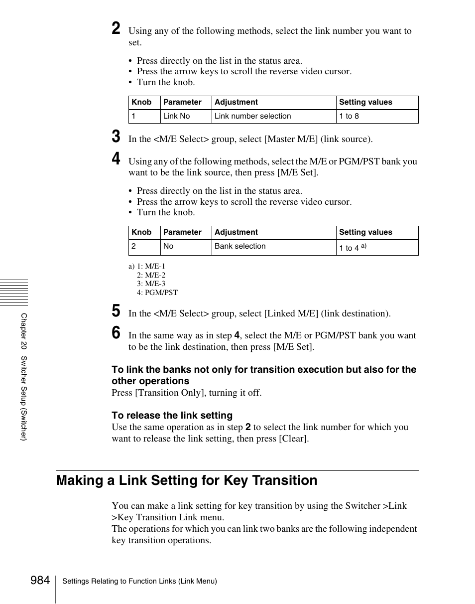 Making a link setting for key transition | Sony Multi Interface Shoe Adapter User Manual | Page 984 / 1094