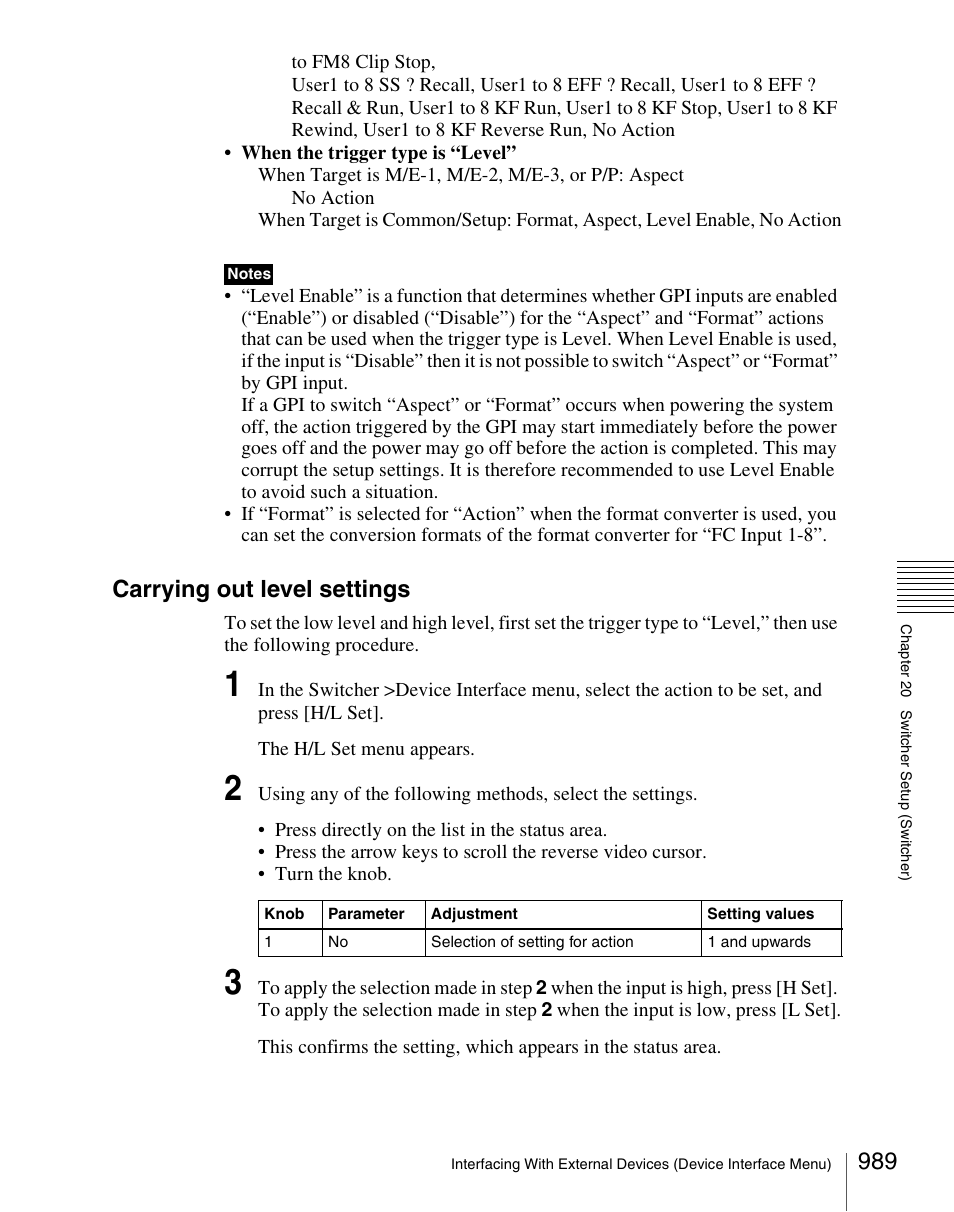 Carrying out level settings | Sony Multi Interface Shoe Adapter User Manual | Page 989 / 1094