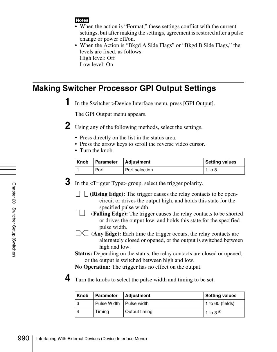 Making switcher processor gpi output settings | Sony Multi Interface Shoe Adapter User Manual | Page 990 / 1094