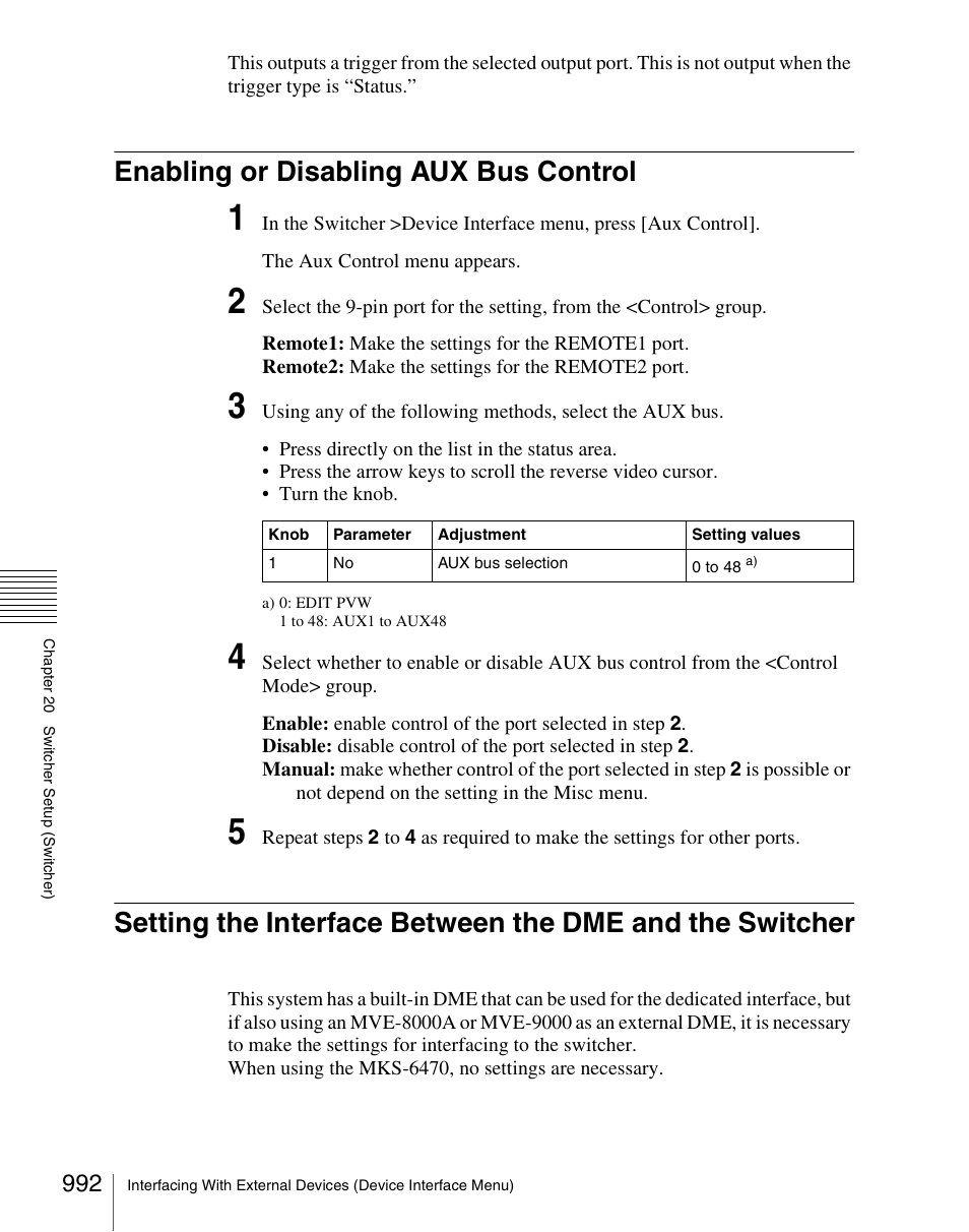 Enabling or disabling aux bus control | Sony Multi Interface Shoe Adapter User Manual | Page 992 / 1094