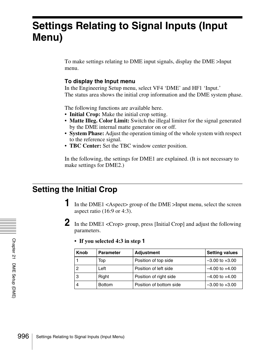 Settings relating to signal inputs (input menu), Setting the initial crop | Sony Multi Interface Shoe Adapter User Manual | Page 996 / 1094