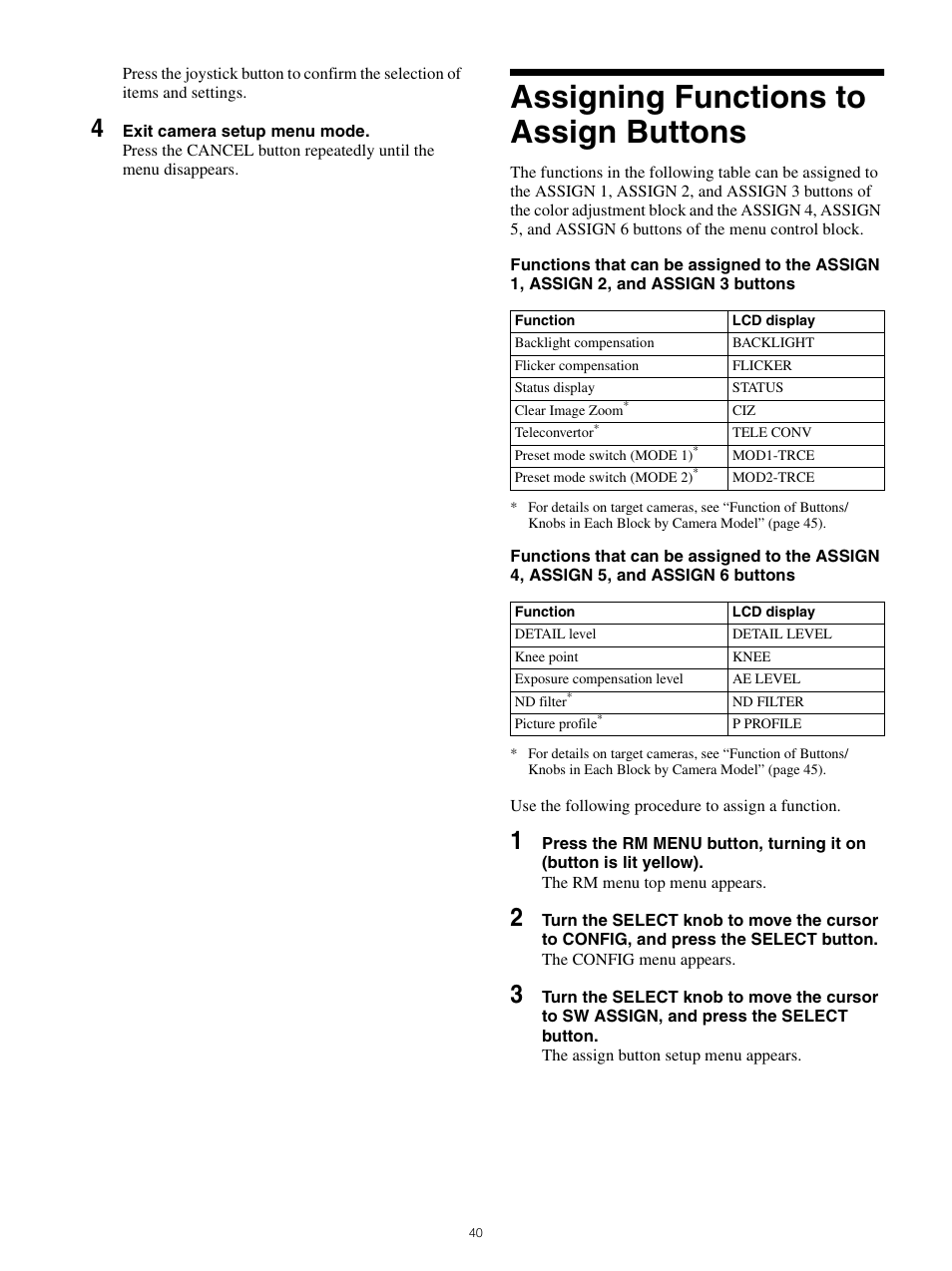 Assigning functions to assign buttons | Sony WI-1000XM2 Noise-Canceling Wireless In-Ear Headphones (Black) User Manual | Page 40 / 62