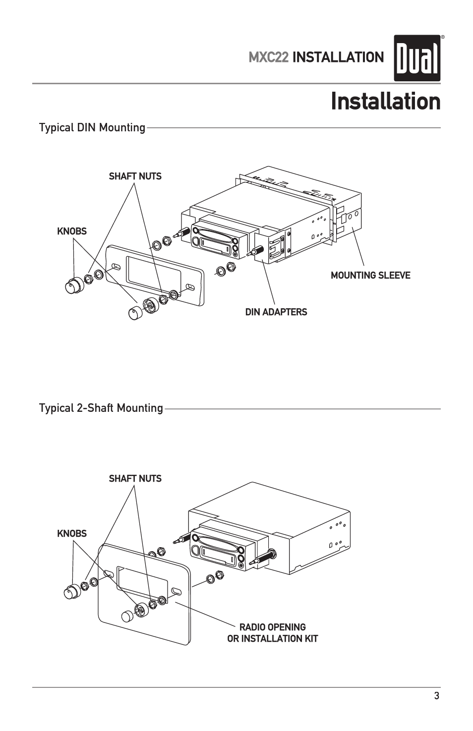 Installation, Mxc22 installation | Dual MXC22 User Manual | Page 3 / 8