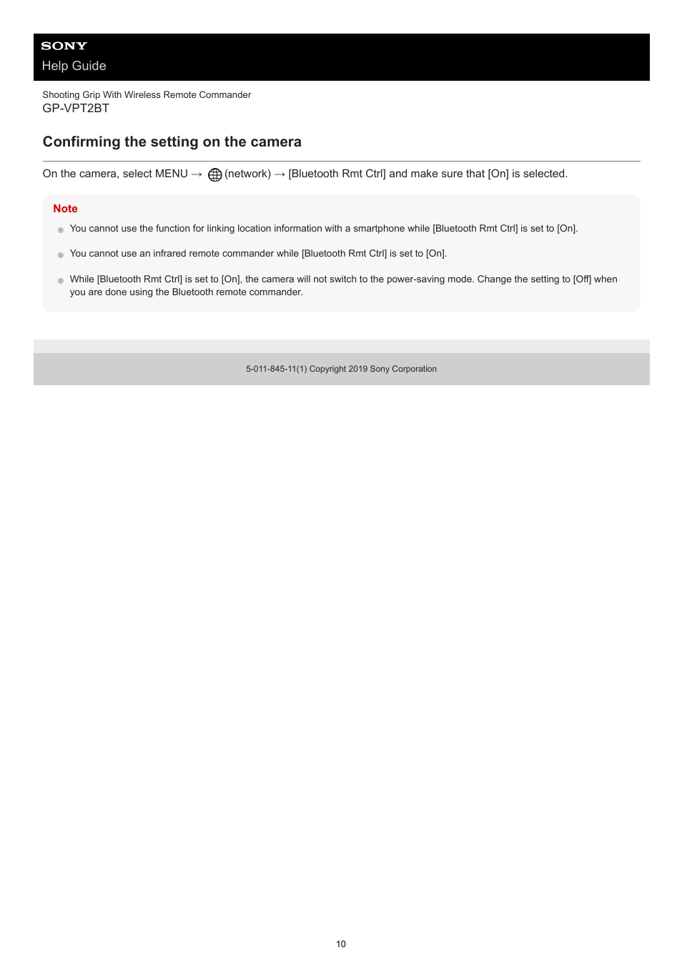 Confirming the setting on the camera | Sony MDR-EX15AP EX Monitor Headphones (Black) User Manual | Page 10 / 24