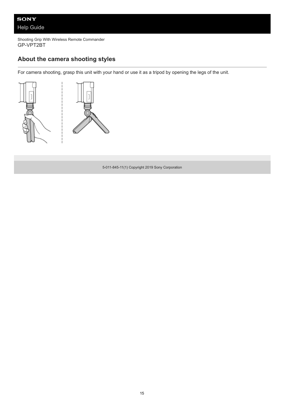 About the camera shooting styles | Sony MDR-EX15AP EX Monitor Headphones (Black) User Manual | Page 15 / 24