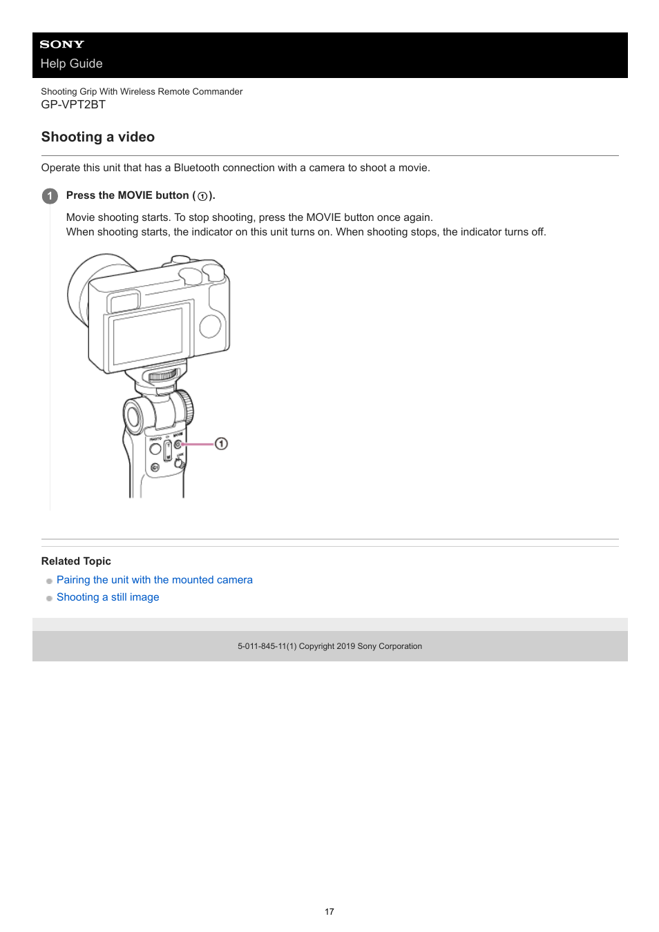 Shooting a video | Sony MDR-EX15AP EX Monitor Headphones (Black) User Manual | Page 17 / 24