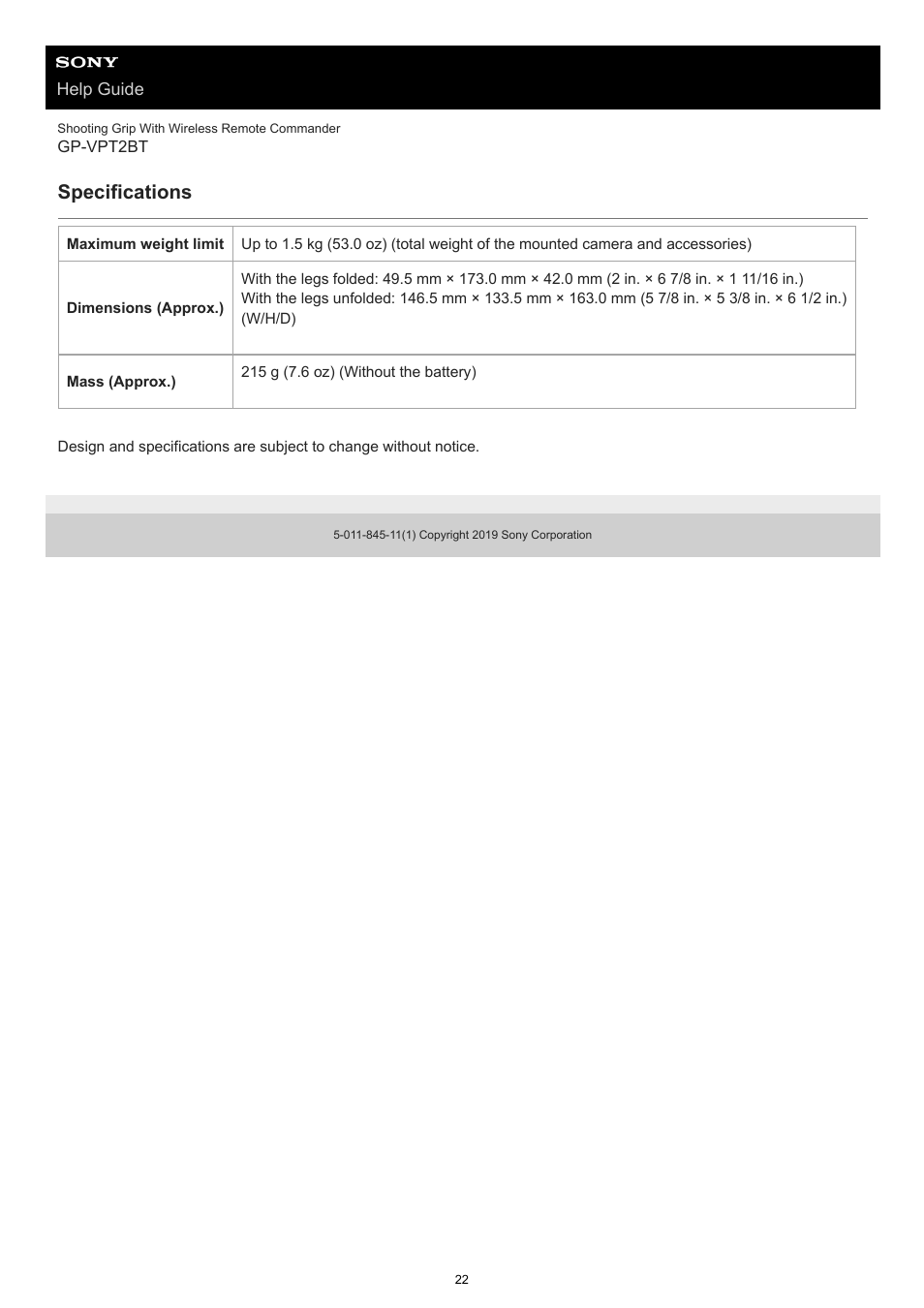 Specifications | Sony MDR-EX15AP EX Monitor Headphones (Black) User Manual | Page 22 / 24