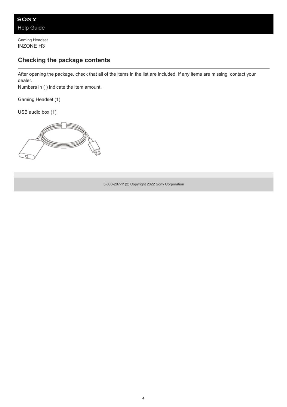 Checking the package contents | Sony MDR-1AM2 Circumaural Headphones User Manual | Page 4 / 25