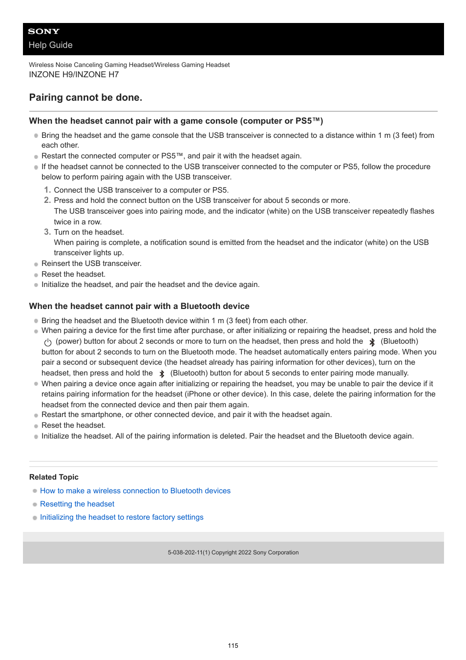 Pairing cannot be done | Sony MDR-MV1 Open-Back Reference Monitor Headphones User Manual | Page 115 / 123