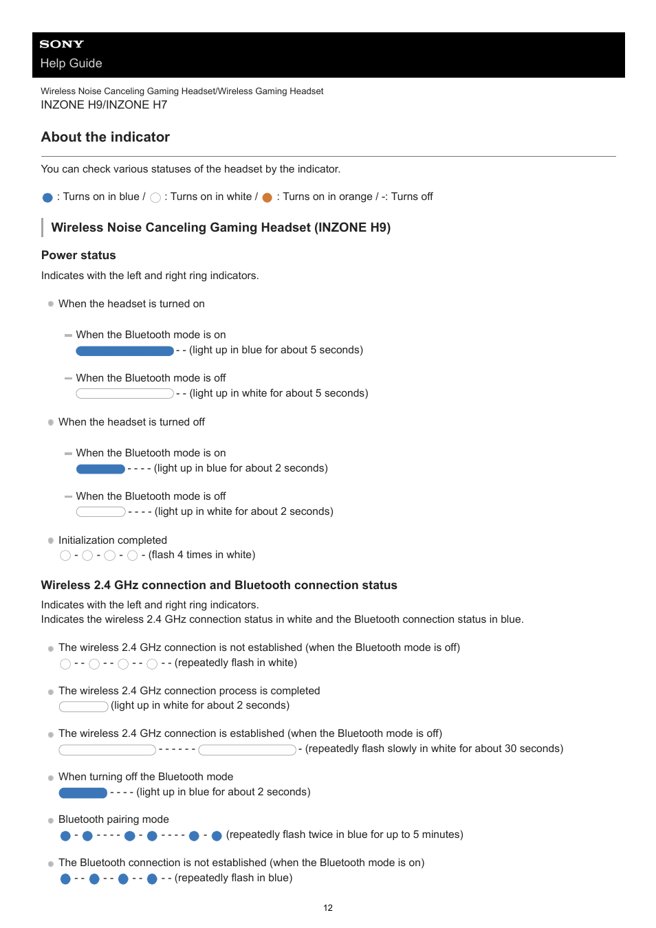 About the indicator | Sony MDR-MV1 Open-Back Reference Monitor Headphones User Manual | Page 12 / 123