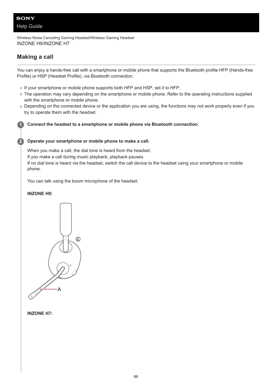 Making a call | Sony MDR-MV1 Open-Back Reference Monitor Headphones User Manual | Page 69 / 123
