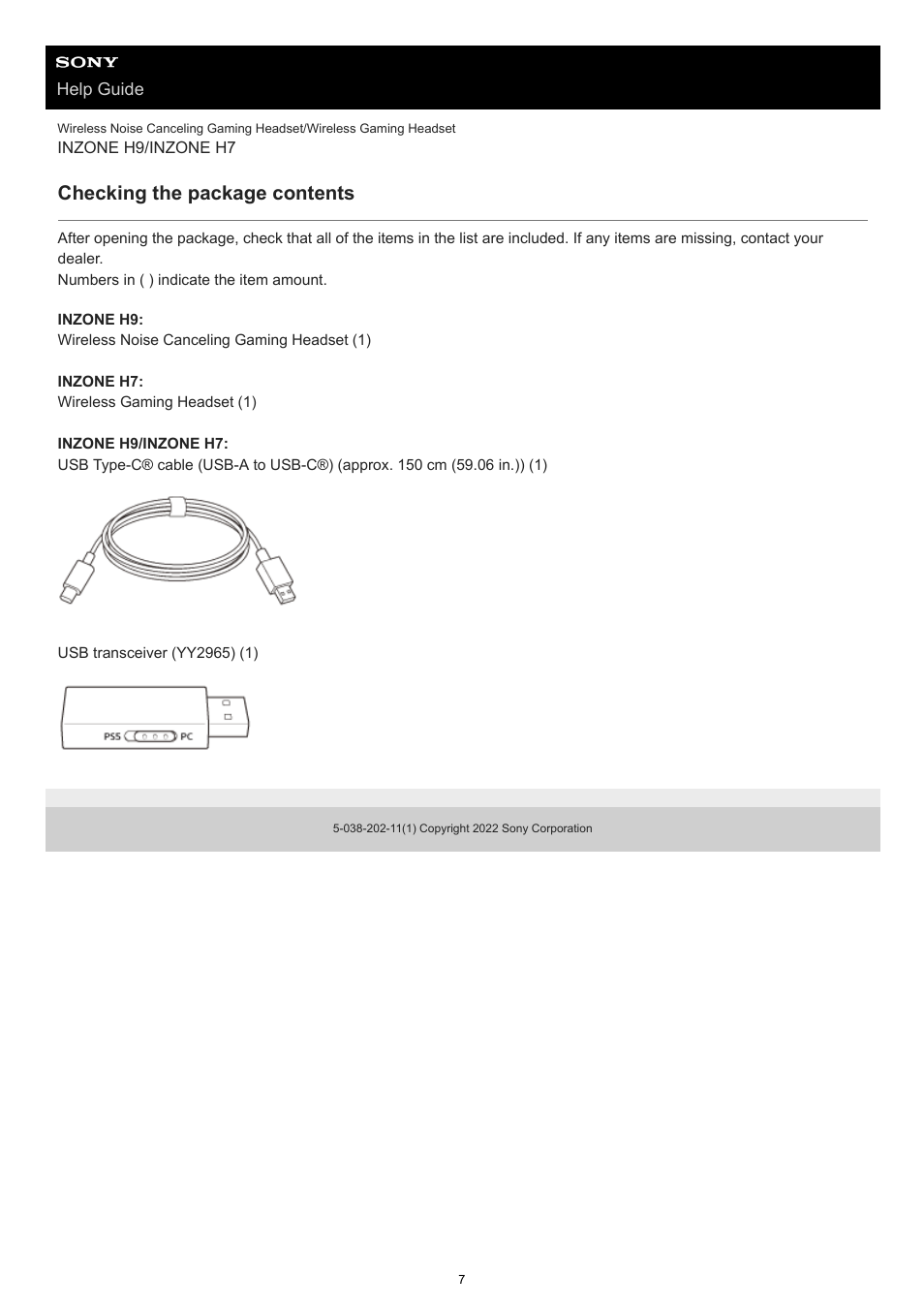 Checking the package contents | Sony MDR-MV1 Open-Back Reference Monitor Headphones User Manual | Page 7 / 123