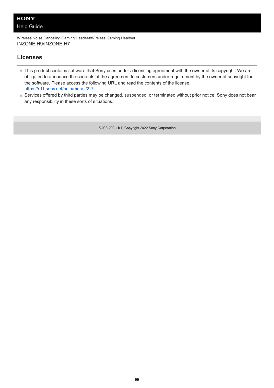 Licenses | Sony MDR-MV1 Open-Back Reference Monitor Headphones User Manual | Page 99 / 123