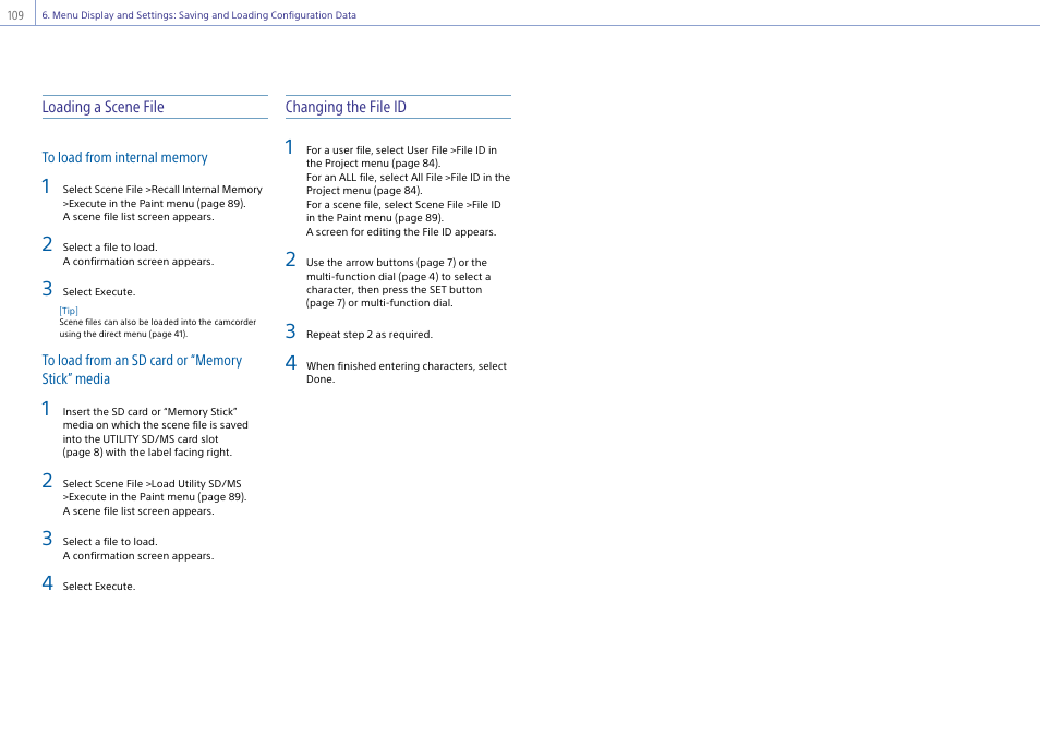 Sony Ultra Wide Converter For SEL16F28 and SEL20F28 User Manual | Page 109 / 140