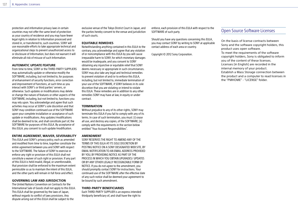 Open source software licenses | Sony Ultra Wide Converter For SEL16F28 and SEL20F28 User Manual | Page 137 / 140