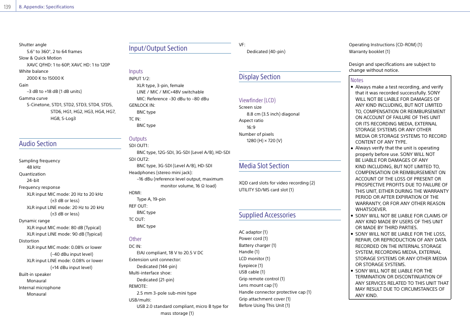 Supplied accessories | Sony Ultra Wide Converter For SEL16F28 and SEL20F28 User Manual | Page 139 / 140