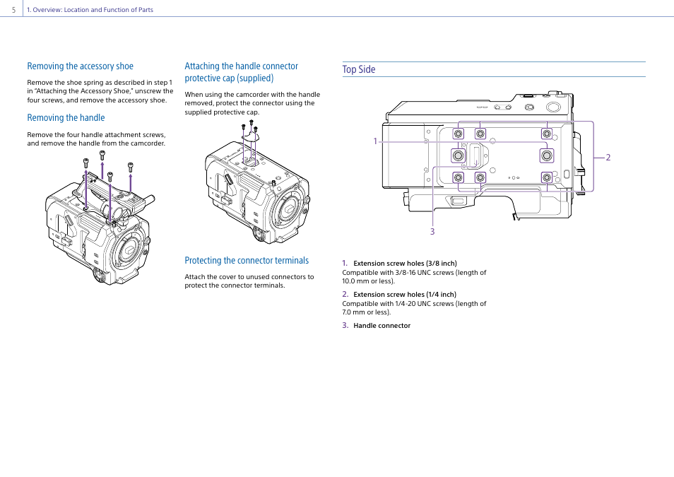 Top side | Sony Ultra Wide Converter For SEL16F28 and SEL20F28 User Manual | Page 5 / 140