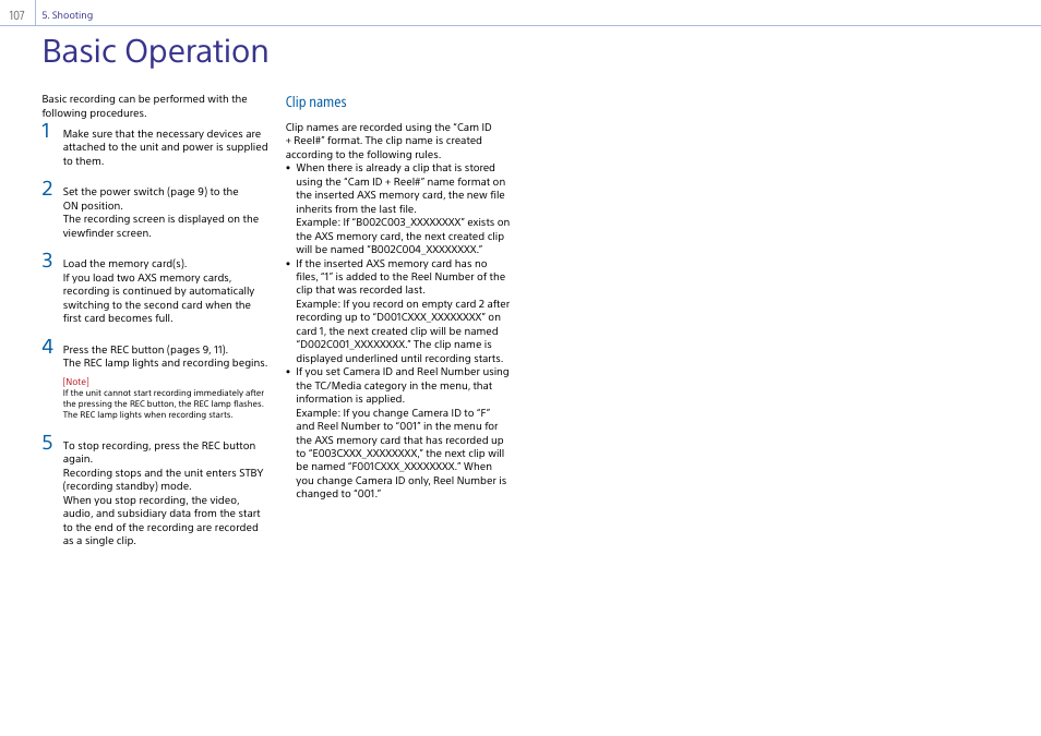 Shooting, Basic operation | Sony LHP-1 Lens Hood User Manual | Page 107 / 153