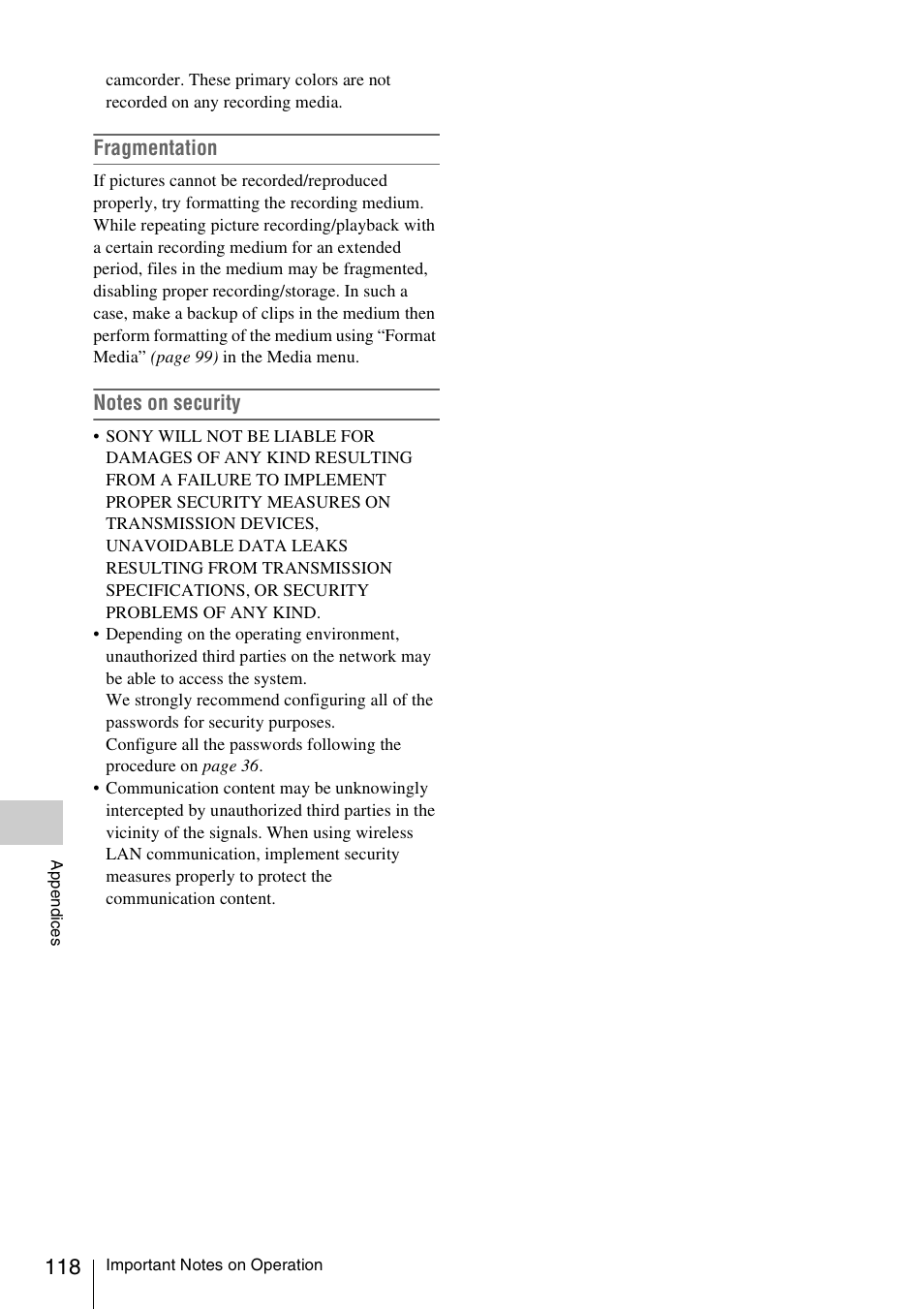 Fragmentation | Sony LA-EA5 A-Mount to E-Mount Adapter User Manual | Page 118 / 150