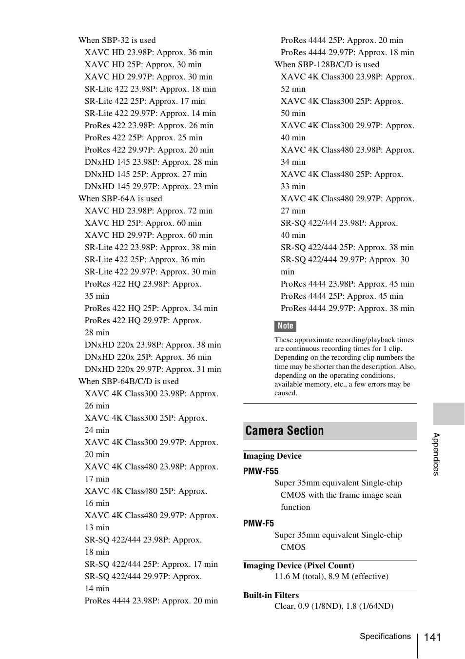 Camera section | Sony LA-EA5 A-Mount to E-Mount Adapter User Manual | Page 141 / 150