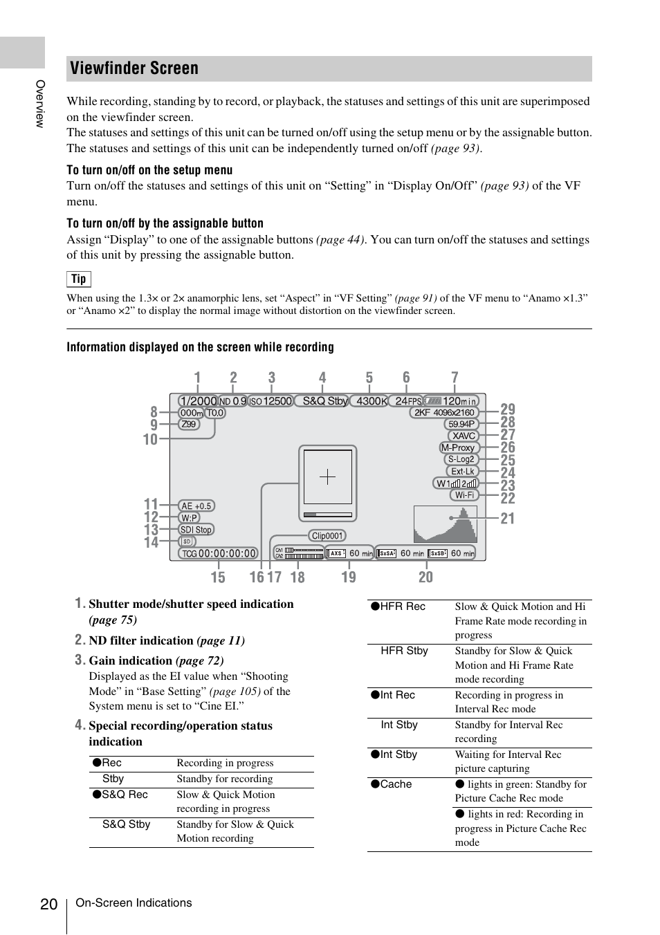 Viewfinder screen | Sony LA-EA5 A-Mount to E-Mount Adapter User Manual | Page 20 / 150