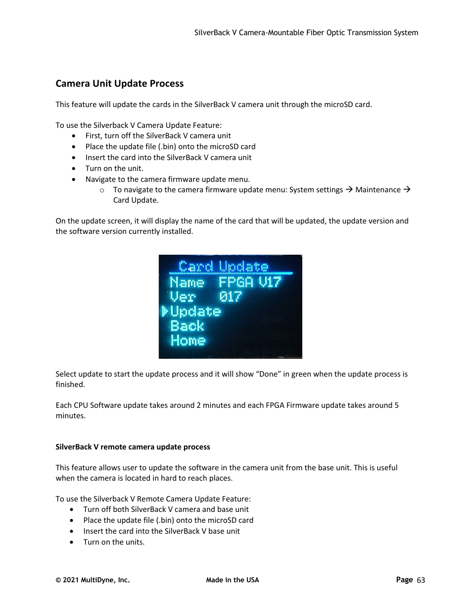 Camera unit update process | Sony FE 2x Teleconverter User Manual | Page 63 / 64