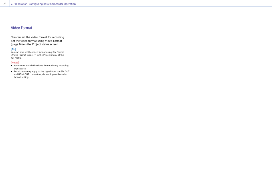 Video format | Sony DT 11-18mm f/4.5-5.6 Lens User Manual | Page 25 / 134