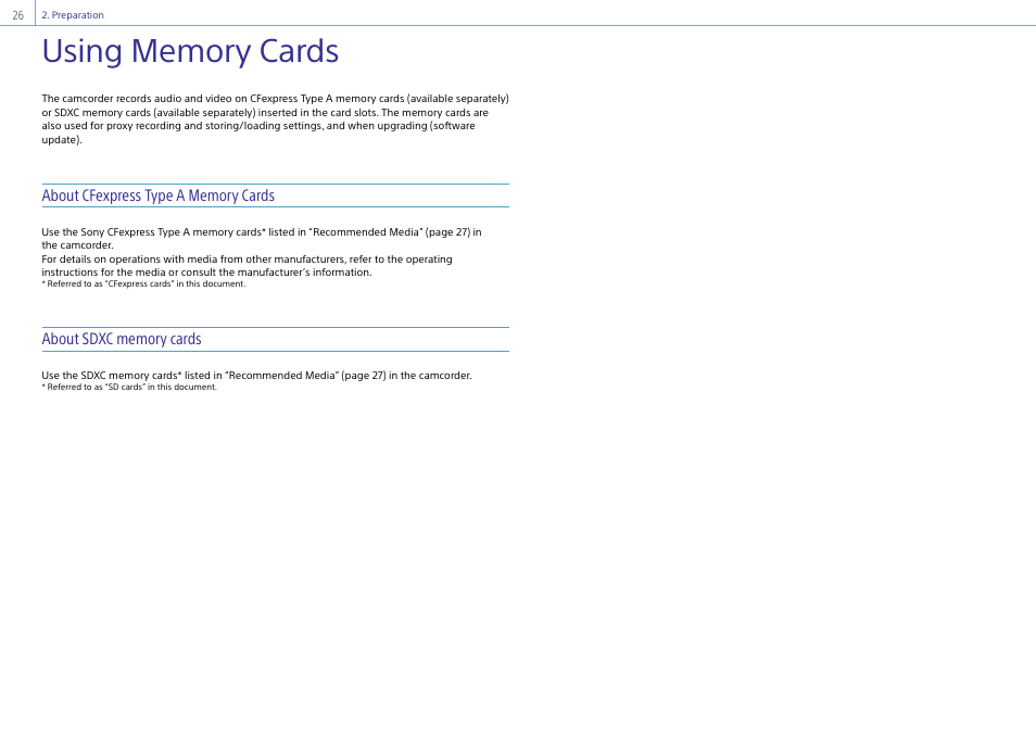 Using memory cards | Sony DT 11-18mm f/4.5-5.6 Lens User Manual | Page 26 / 134