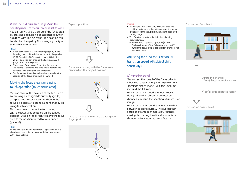 Af transition speed | Sony DT 11-18mm f/4.5-5.6 Lens User Manual | Page 38 / 134