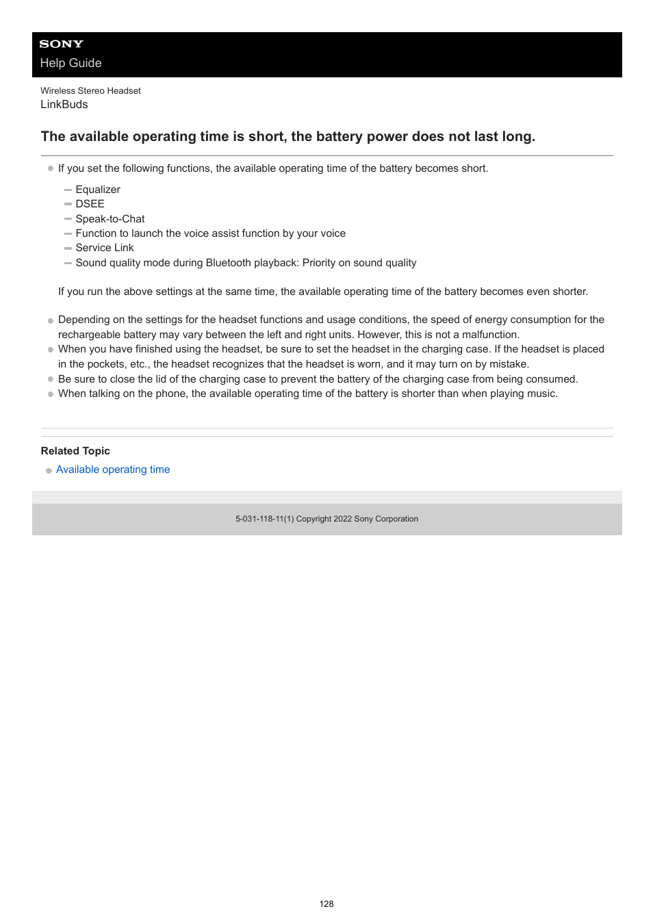 Sony FE 100-400mm f/4.5-5.6 GM OSS Lens User Manual | Page 128 / 147