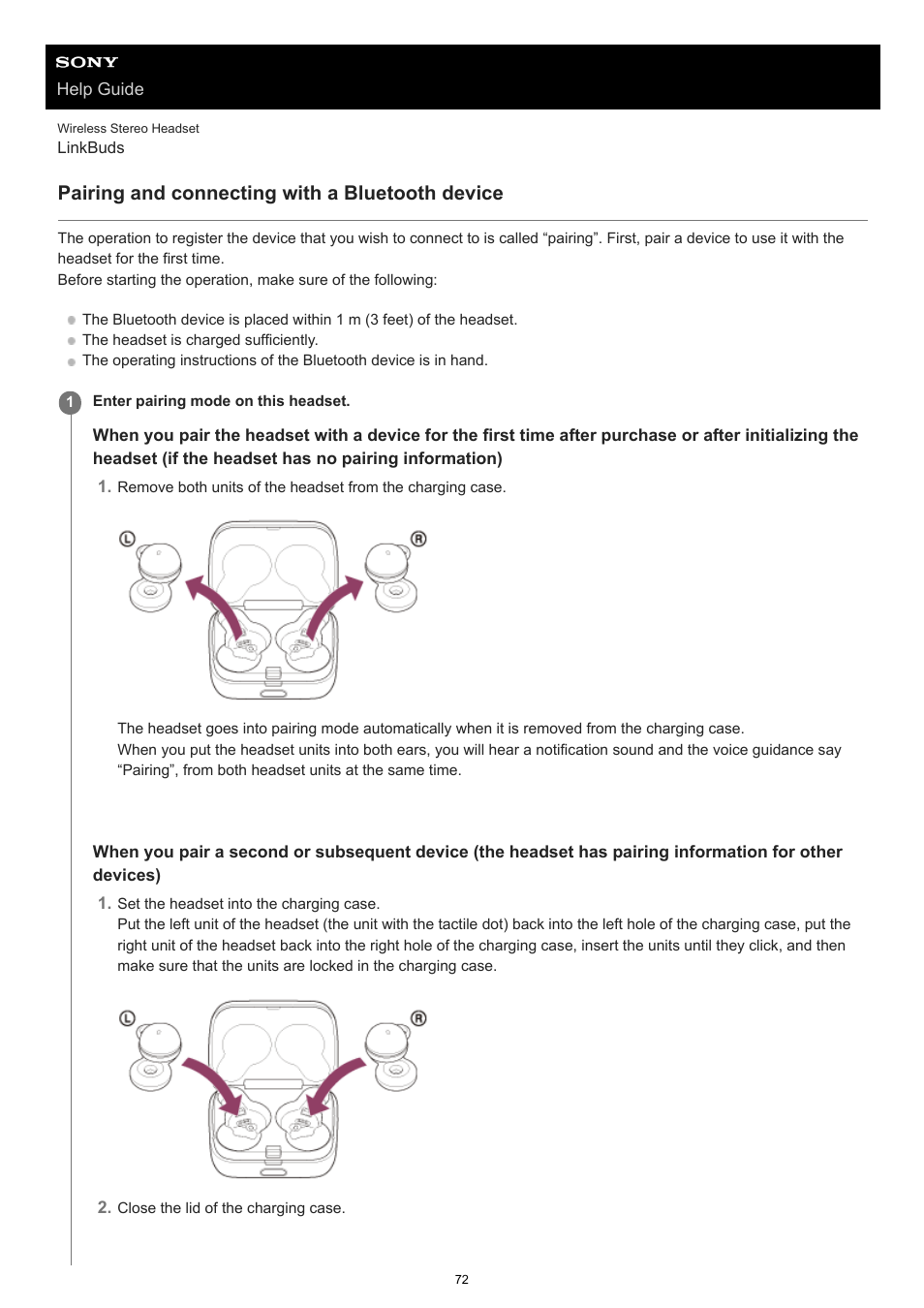 Pairing and connecting with a bluetooth device | Sony FE 100-400mm f/4.5-5.6 GM OSS Lens User Manual | Page 72 / 147