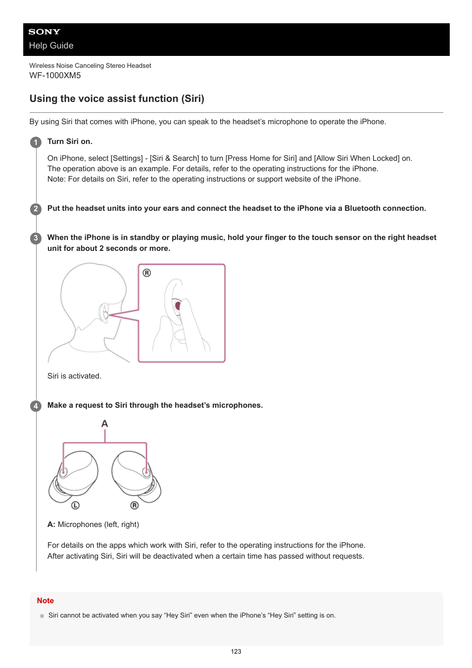 Using the voice assist function (siri) | Sony E 55-210mm f/4.5-6.3 OSS Lens (Black) User Manual | Page 123 / 178