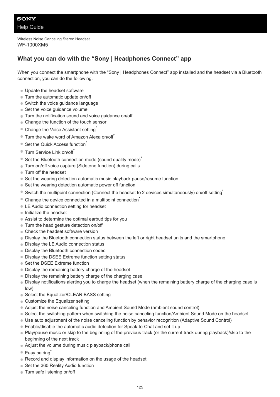 What you can do, With the “sony | headphones connect” app, Help guide | Sony E 55-210mm f/4.5-6.3 OSS Lens (Black) User Manual | Page 125 / 178