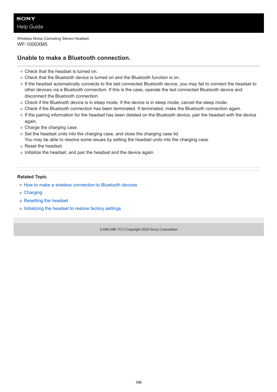 Unable to make a bluetooth connection | Sony E 55-210mm f/4.5-6.3 OSS Lens (Black) User Manual | Page 166 / 178