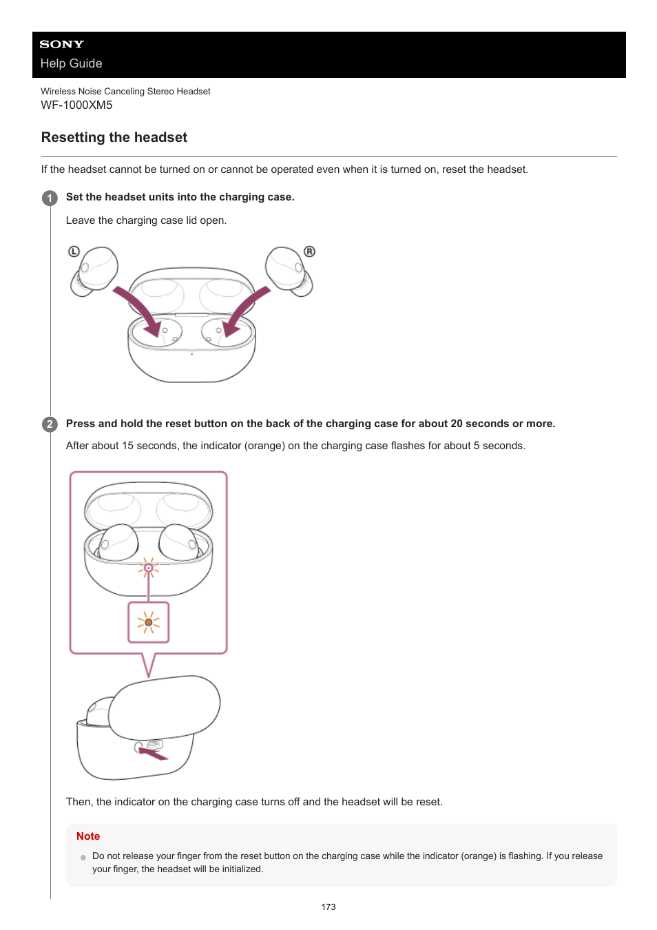 Resetting the headset | Sony E 55-210mm f/4.5-6.3 OSS Lens (Black) User Manual | Page 173 / 178