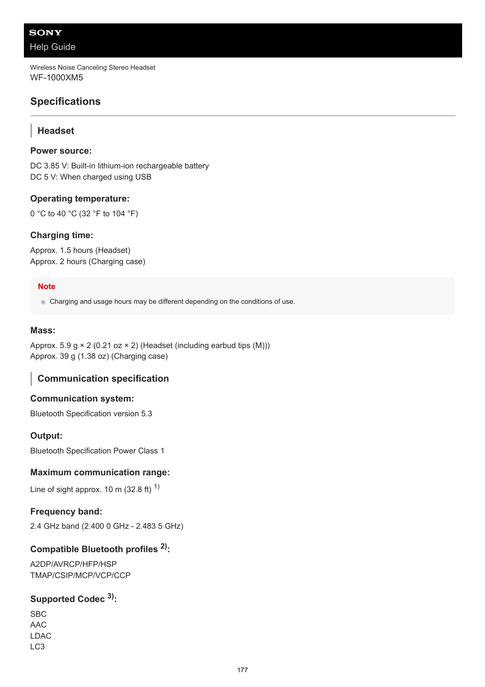 Specifications | Sony E 55-210mm f/4.5-6.3 OSS Lens (Black) User Manual | Page 177 / 178