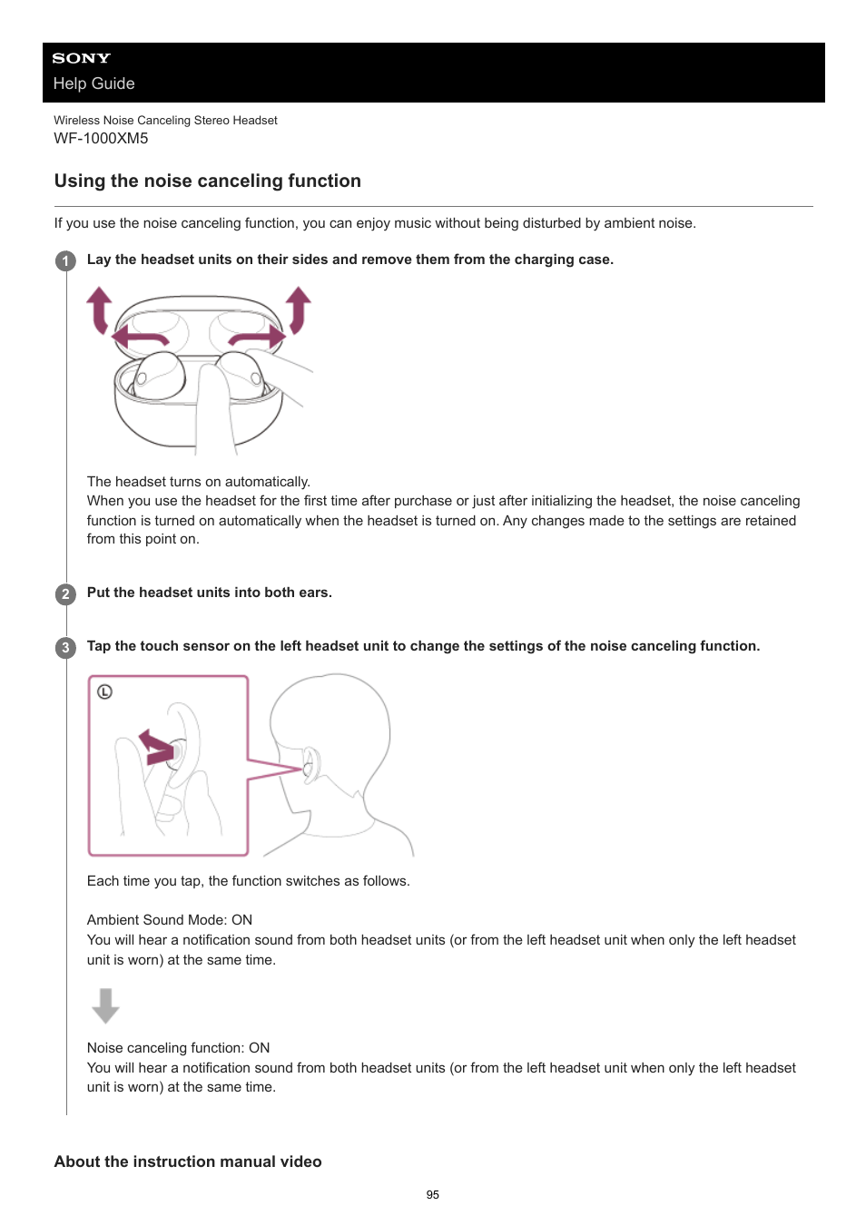 Using the noise canceling function | Sony E 55-210mm f/4.5-6.3 OSS Lens (Black) User Manual | Page 95 / 178