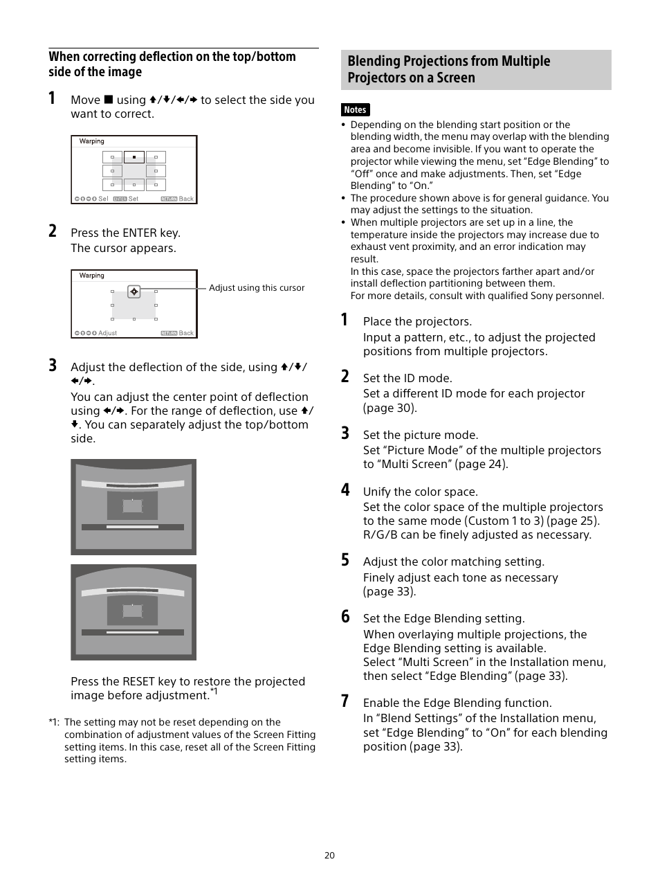 Blending projections from multiple projectors, On a screen | Sony E 15mm f/1.4 G Lens User Manual | Page 20 / 64