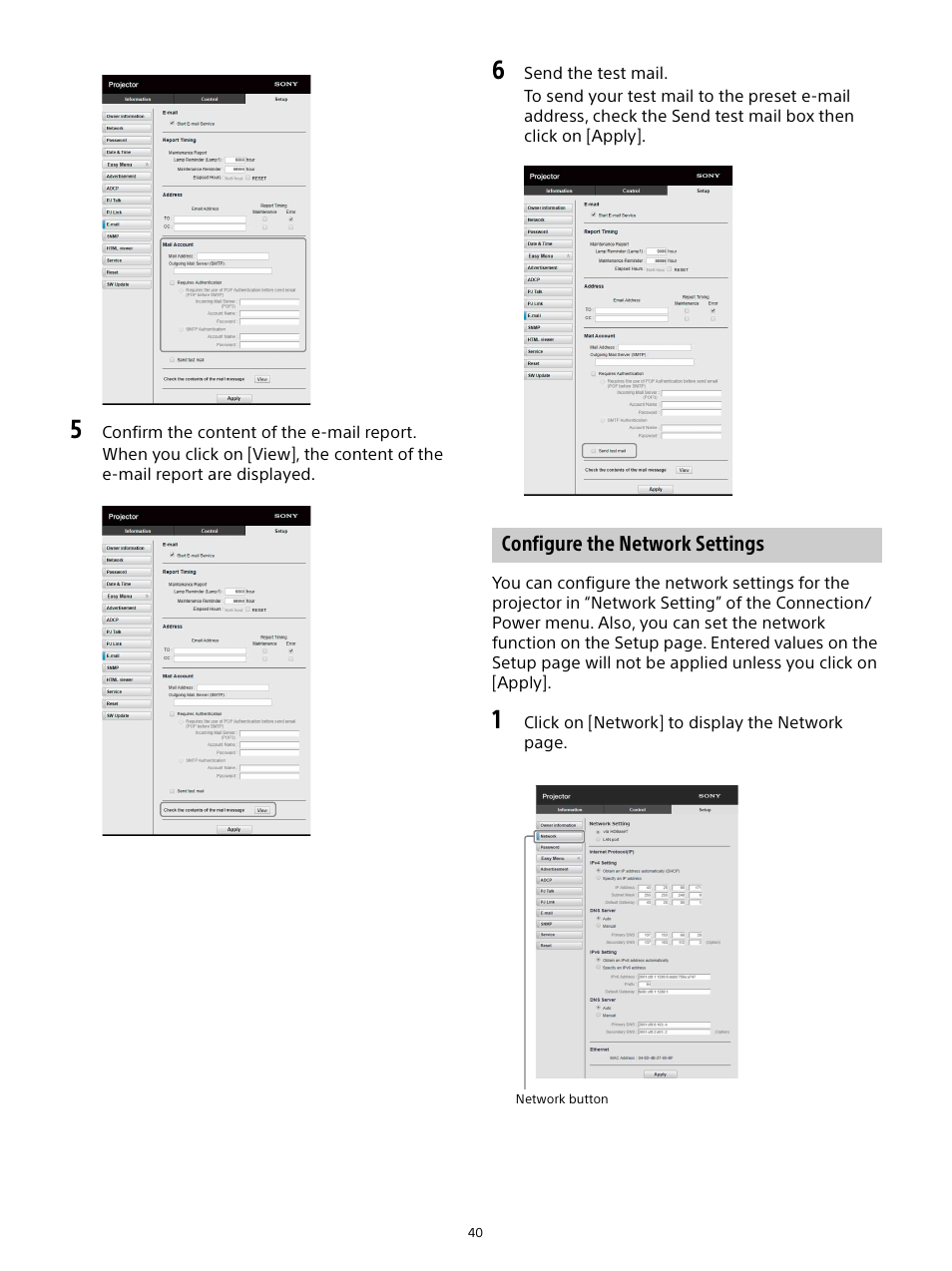 Configure the network settings | Sony E 15mm f/1.4 G Lens User Manual | Page 40 / 64